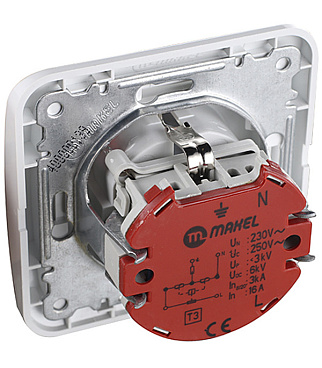 Розетка Makel Mimoza встраиваемая белая с сетевым фильтром со шторками (14002139)