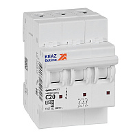 Автоматический выключатель модульный КЭАЗ OptiDin BM63 3P 20А тип C 4,5 кА 230/400 В (326813)