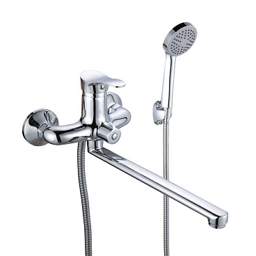 Смеситель для ванны РМС SL хром однорычажный с длинным изливом с лейкой (SL86-006E)