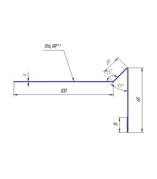 Планка торцевая для гибкой черепицы Grand Line 100х65 мм 2 м серая RAL 7005