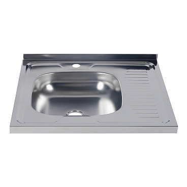 Мойка для кухни Ukinox Nord 60х60х12 см накладная с крылом сталь (Nr 600х600 0,4 L)