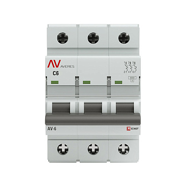Автоматический выключатель модульный EKF Averes AV-6 3Р 6А тип C 10 кА 400 В (mcb6-3-06C-av)