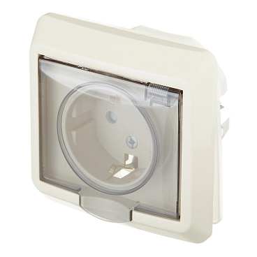 Розетка Systeme Electric Этюд встраиваемая бежевая с крышкой (PC16-044K)