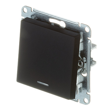 Выключатель Systeme Electric AtlasDesign одноклавишный встраиваемый карбон с подсветкой (ATN001013)