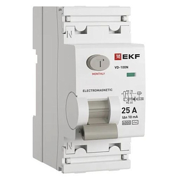 УЗО EKF PROxima ВД-100N 25А 1P+N тип AC 10 мА 6 кА (E1026M2510)