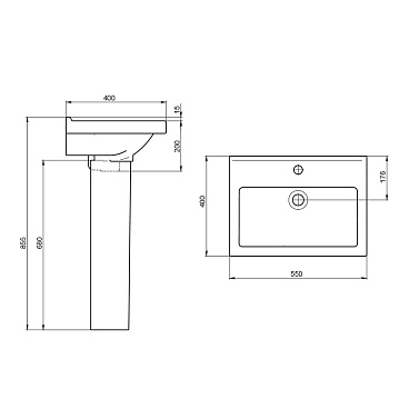 Раковина Santeri Визит 55 см подвесная белая (1.3115.3.S00.11B.0)