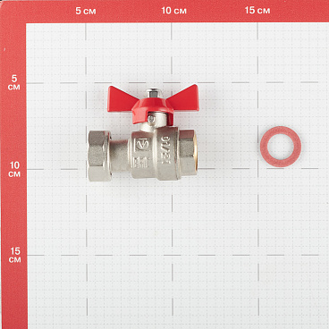 Кран шаровой латунный Valtec 3/4 ВР(г) х 1/2 ВР(г) проходной бабочка с накидной гайкой прямой (VT.241.N.0405)