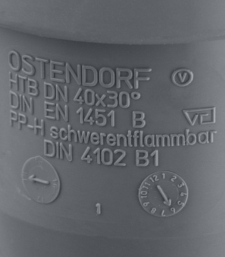 Отвод Ostendorf НТВ d40 мм 30° пластиковый для внутренней канализации (111110)