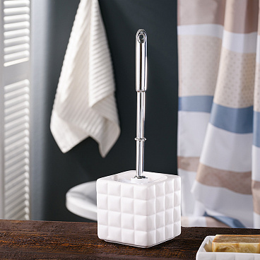 Ершик для унитаза Verran Quadratto напольный пластик/керамика белый (790-11)