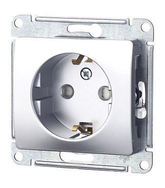 Розетка Systeme Electric Glossa встраиваемая алюминий со шторками (GSL000345)