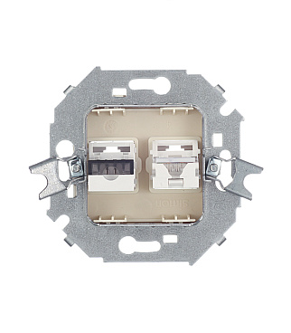 Розетка компьютерная/ телефонная Simon 15 встраиваемая слоновая кость RJ11/ RJ45 (1591590-031)