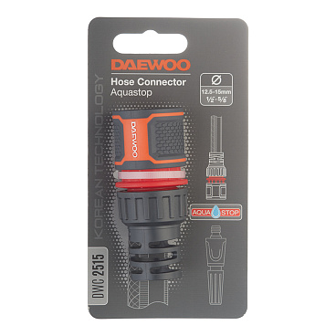 Коннектор 1/2х5/8 для шланга Daewoo пластиковый с аквастопом (DWC 2515)
