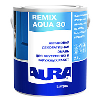 Эмаль акриловая Aura Remix Aqua 30 основа TR бесцветная полуматовая 2,4 л