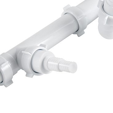 Сифон для двойной мойки АНИ пласт 3 1/2х40 мм со смещением с выпуском d115 мм с переливом с соединением 40 мм (LD0515SA15)