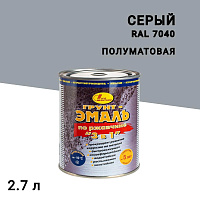 Грунт-эмаль по ржавчине 3в1 Новбытхим серая RAL 7040 полуматовая 2,7 л