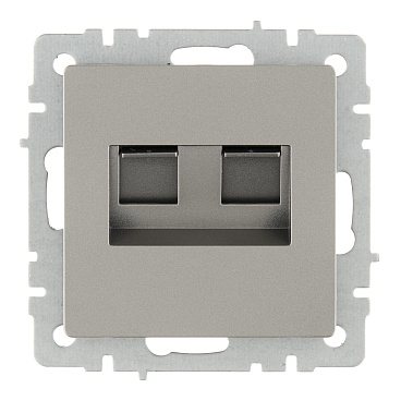 Розетка компьютерная IEK Brite РК10-2-БрС встраиваемая сталь 2хRJ45 (BR-K20-1-K46)