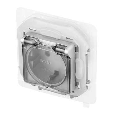 Розетка Legrand Inspiria встраиваемая алюминий со шторками с крышкой (673742)