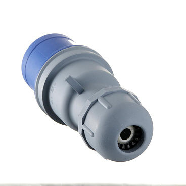 Вилка силовая прямая переносная Dekraft ВП-103 с заземлением 2P+PE 1 фаза 32 А 220 В IP44 синяя (26101DEK)