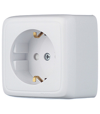 Розетка Hegel Alfa накладная белая со шторками (РА16-114)