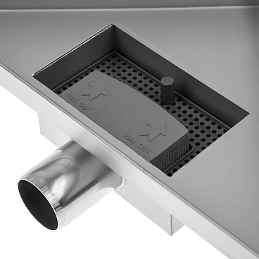 Трап душевой горизонтальный Ore Т2 с гидрозатвором 250х250х355 мм d40 мм решетка из нержавеющей стали