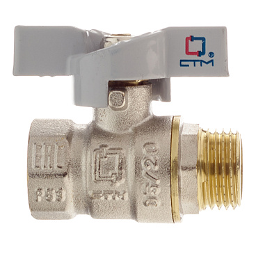 Кран шаровой латунный СТМ 1/2 ВР(г) х 1/2 НР(ш) бабочка прямой