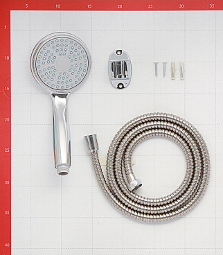 Лейка для душа Union d100 мм 1 режим со шлангом 1500 мм с держателем пластик хром (MW036)