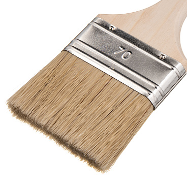 Кисть плоская натуральная щетина деревянная ручка Wenzo Wood 70х14 мм для эмалей и лаков на алкидной основе