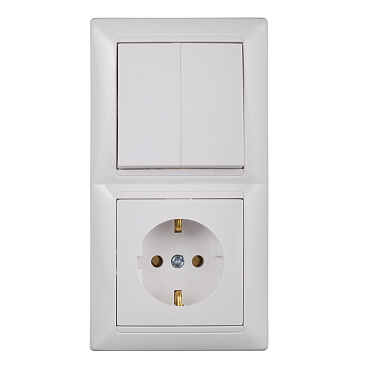 Блок выключателя с розеткой Svet SV1001 двухклавишный встраиваемый белый (SV1001-0004)