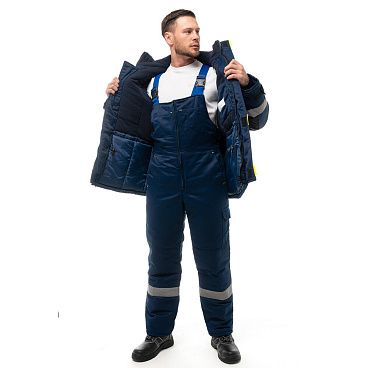 Костюм рабочий мужской утепленный Спрут Бруклин 44-46 рост 170-176 см темно-синий/васильковый
