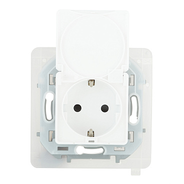 Розетка Legrand Inspiria встраиваемая белая со шторками с крышкой (673740)