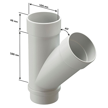 Тройник трубы Docke Lux пластиковый d100 мм 45° пломбир RAL 9003