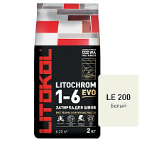 Затирка цементная Litokol Litochrom 1-6 EVO LE.200 белый 2 кг
