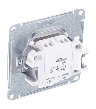 Выключатель Systeme Electric Glossa одноклавишный встраиваемый алюминий с подсветкой (GSL000313)