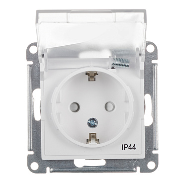 Розетка Systeme Electric AtlasDesign Aqua встраиваемая белая со шторками с крышкой (ATN440146)