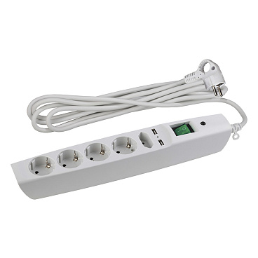 Сетевой фильтр 5 розеток 2 м 10 А 2,2 кВт белый (C0043327)