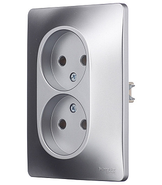 Розетка Systeme Electric Glossa встраиваемая алюминий (GSL000320)