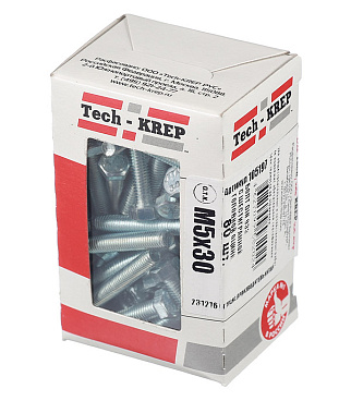 Болт оцинкованный M5x30 мм DIN 933 (80 шт.)