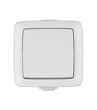 Выключатель Hegel Alfa одноклавишный накладной белый (ВА10-211)