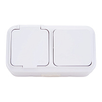 Блок выключатель и розетка Svet одноклавишный накладной белый (EV 0367-6120)