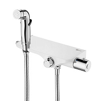 Смеситель с гигиеническим душем термостатический Lemark Solo хром/белый (LM7169CW)