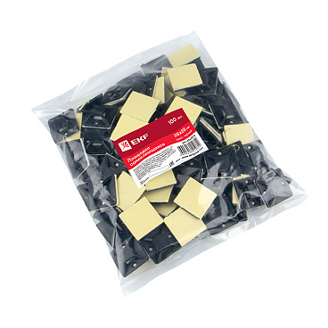 Площадка для крепления стяжек EKF PROxima 25х25 мм самоклеящаяся черная (100 шт.) (plc-25х25-b)