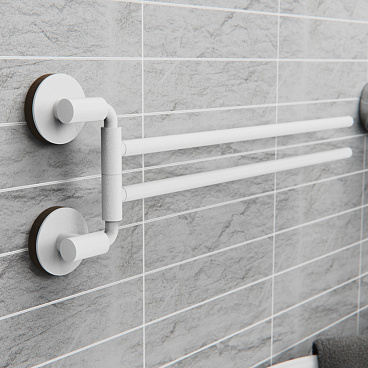 Полотенцедержатель Fora Lord 440 мм двойной поворотный на шуруп нержавеющая сталь белый (FOR-LORD022WT)