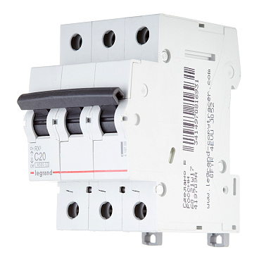 Автоматический выключатель модульный Legrand RX3 3P 20А тип C 4,5 кА 400 В (419709)