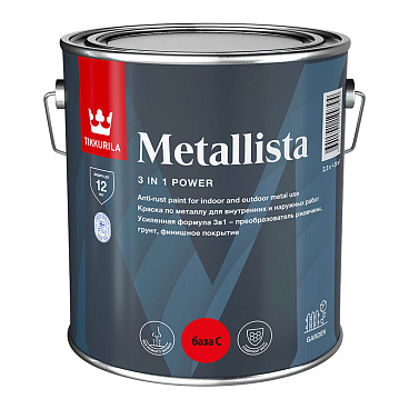 Краска по ржавчине Tikkurila/Tikkivala Metallista бесцветная база С гладкая глянцевая 2,3 л