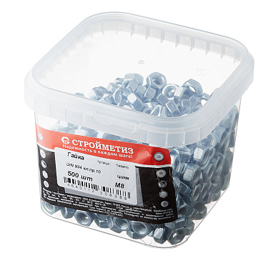 Гайка шестигранная оцинкованная М8 DIN 934 10 (500 шт.)