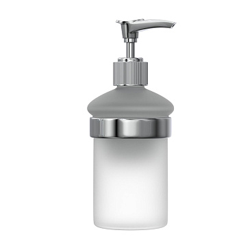 Дозатор для мыла Fora Drop с держателем стекло матовый/металл хром (FOR-DP021)
