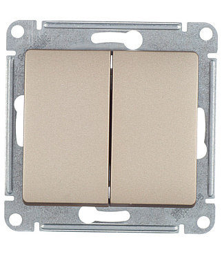 Выключатель Systeme Electric Glossa двухклавишный встраиваемый титан (GSL000451)