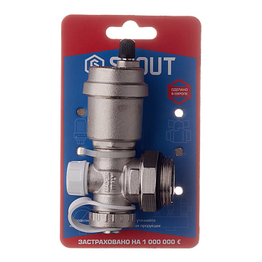 Тройник коллекторный Stout 1" с автоматическим воздухоотводчиком и дренажным вентилем (SMS-1000-010001)