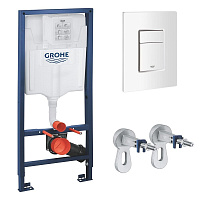 Инсталляция Grohe Rapid SL для подвесного унитаза с кнопкой белой со звукоизоляцией (38772SH0)