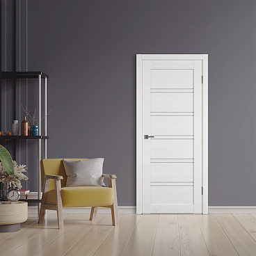 Дверь межкомнатная Атум 28 700х2000 мм ПВХ белая со стеклом с замком и петлями